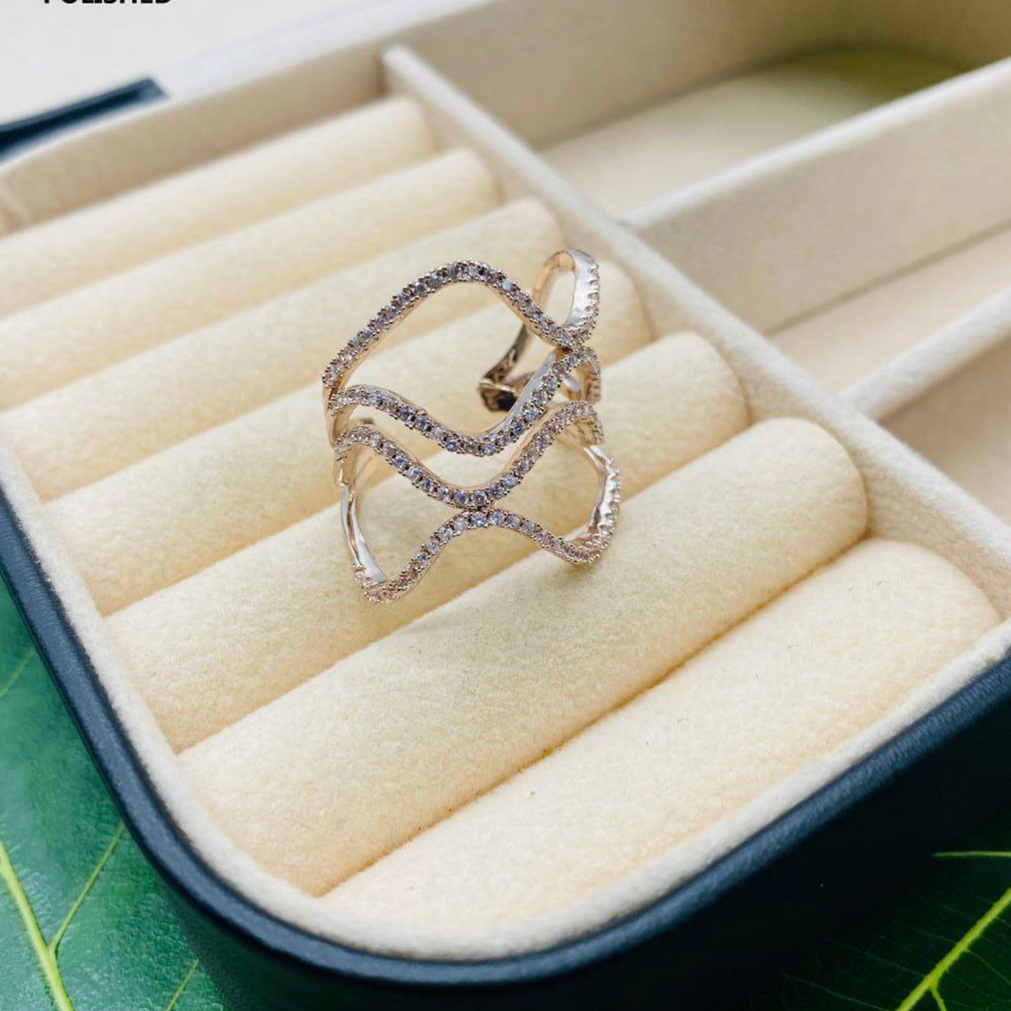REGALIA CRYSTAL DIAMOND ADJUSTABLE RING