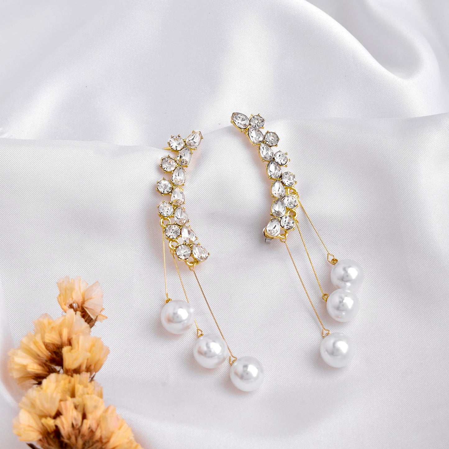 Regalia Studded Ear Cuff Pearl Drop Earring