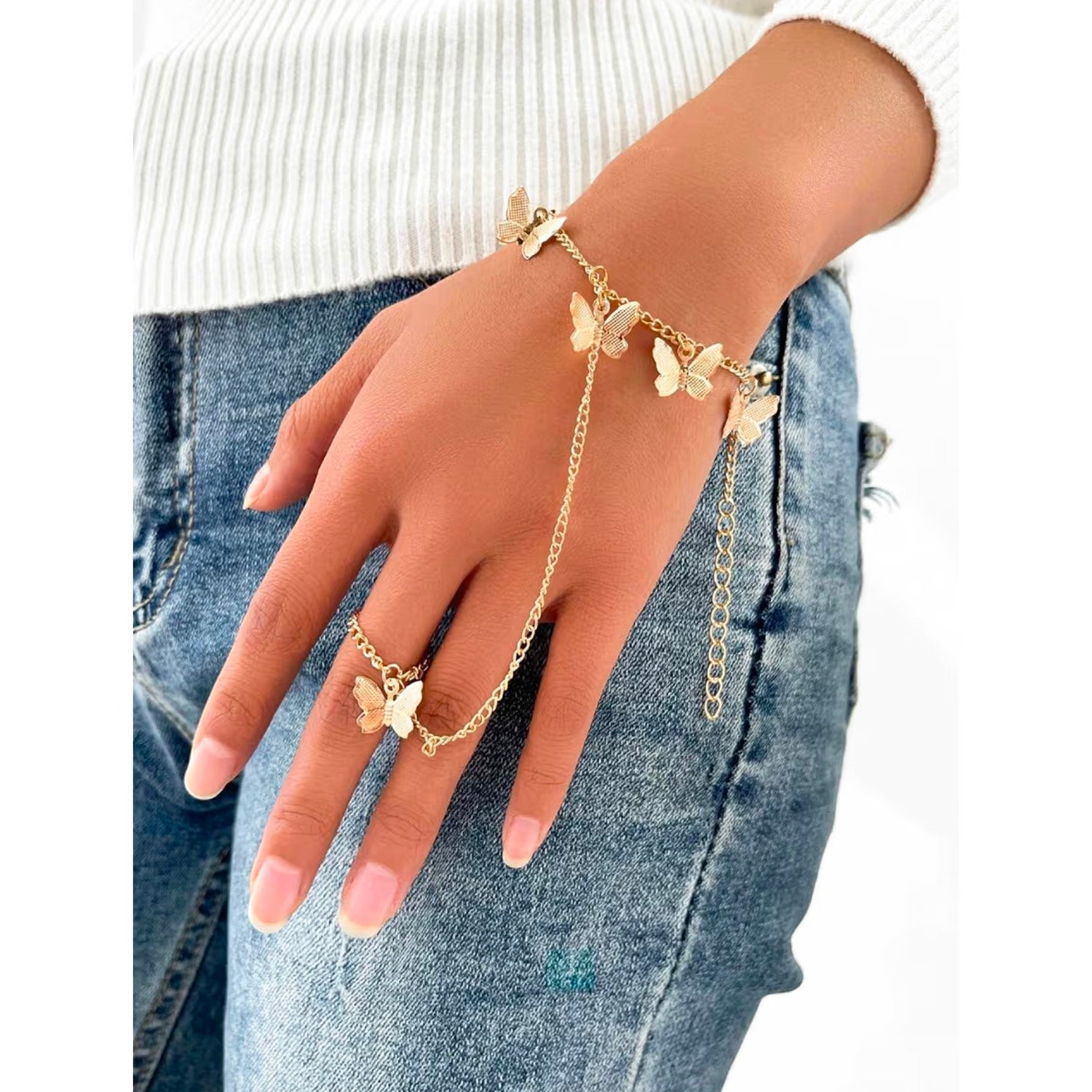 Regalia Vintage Butterfly Bracelet With Finger Ring