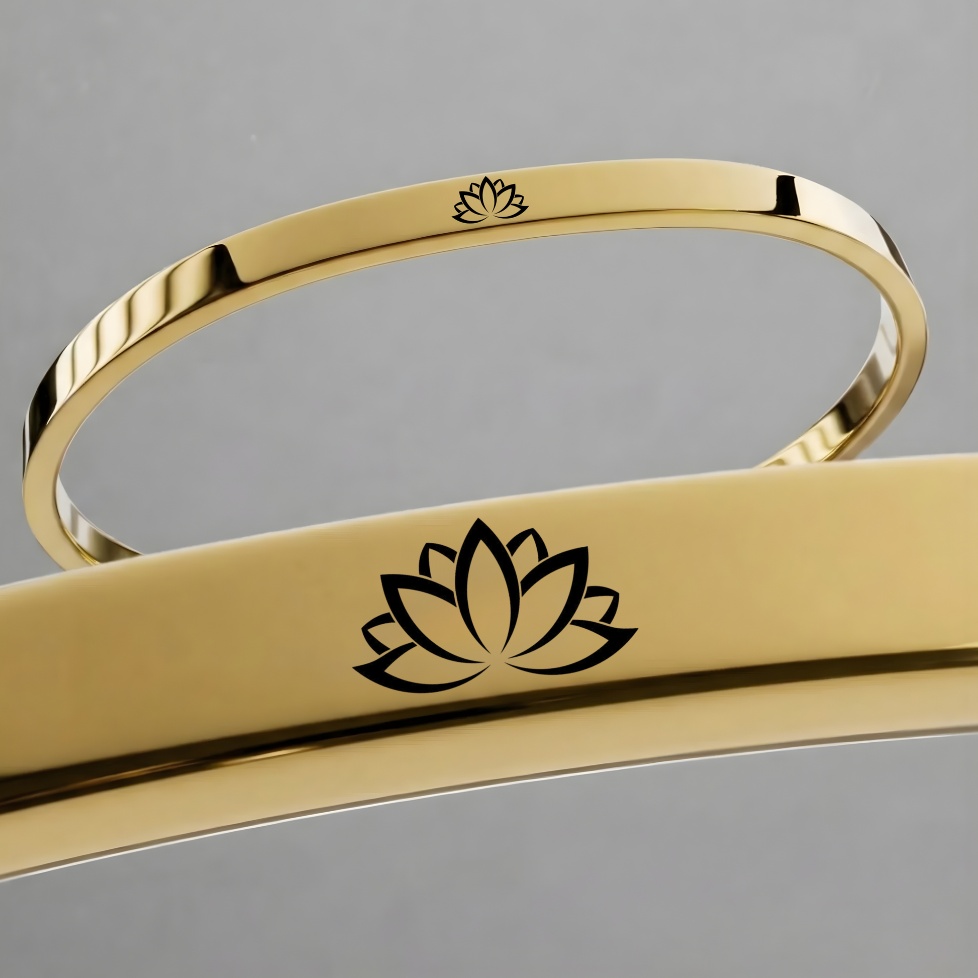 Sacred Buddha Lotus Cuff Bracelet