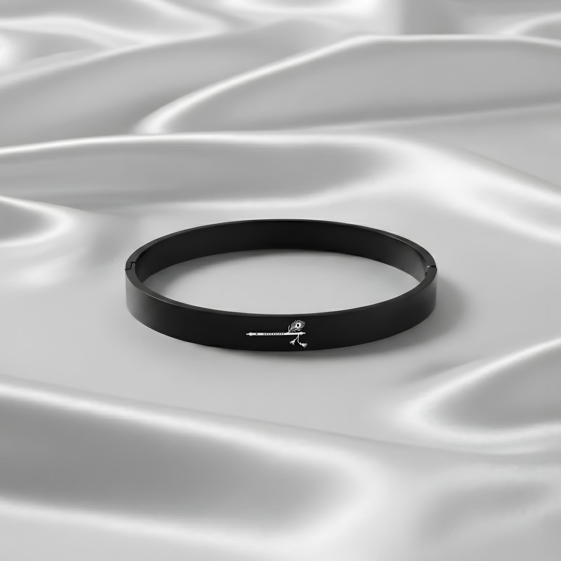 Divine Krishna Flute & Peacock Feather Snap Bracelet