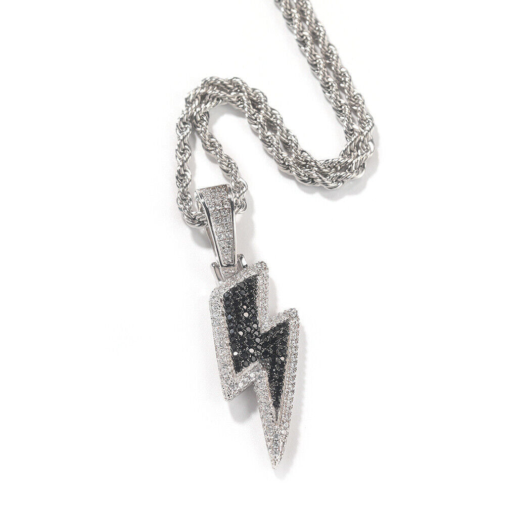 LIGHTNING BOLT BLACK PENDANT WITH CHAIN