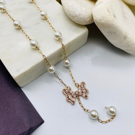Regalia Layered Bow Pearl Necklace