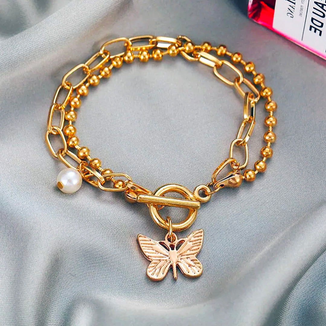 Women's Butterfly Charm Bangle Bracelet