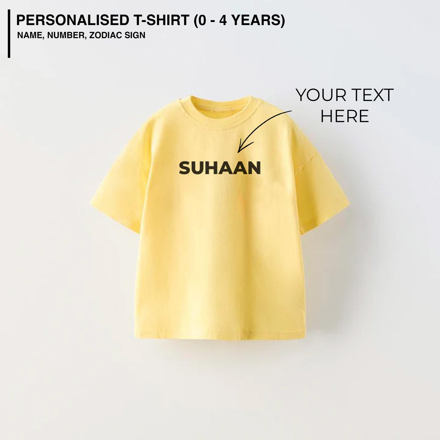 Customised Baby T-Shirt (0-4 Yrs) - Lemon Yellow