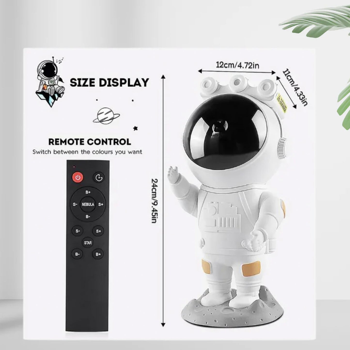 Astronaut Star Projector Night Light (Remote Control and Timer for Kids Room