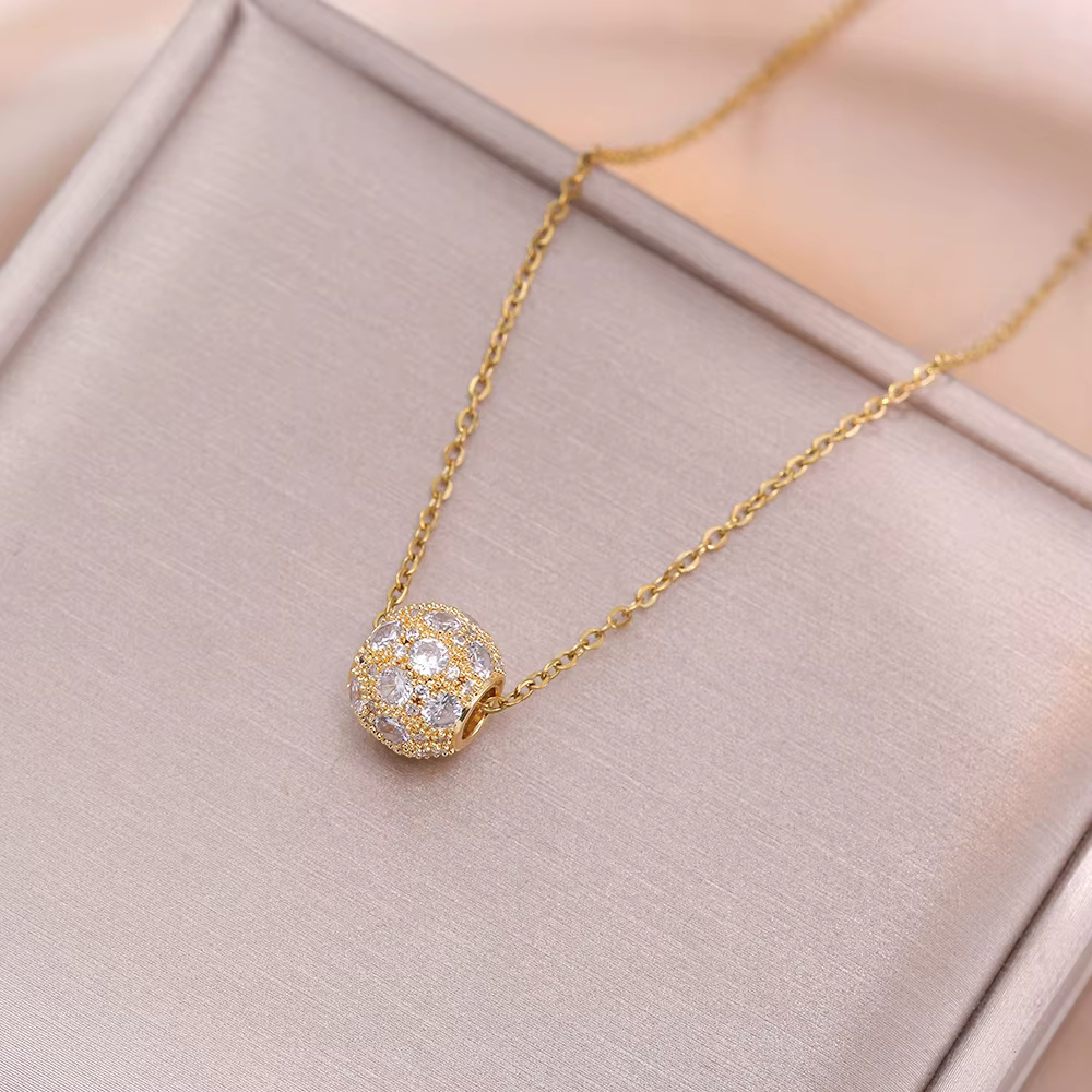 ZIRCON BALL PENDANT WITH CHAIN