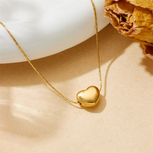 PUFFY HEART PENDANT WITH CHAIN